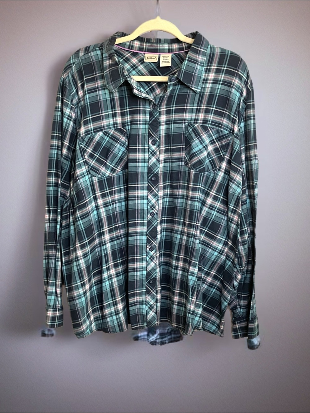 L.L. Bean 100% Cotton Plaid Button Down Shirt Plus Size 3X-EXT
